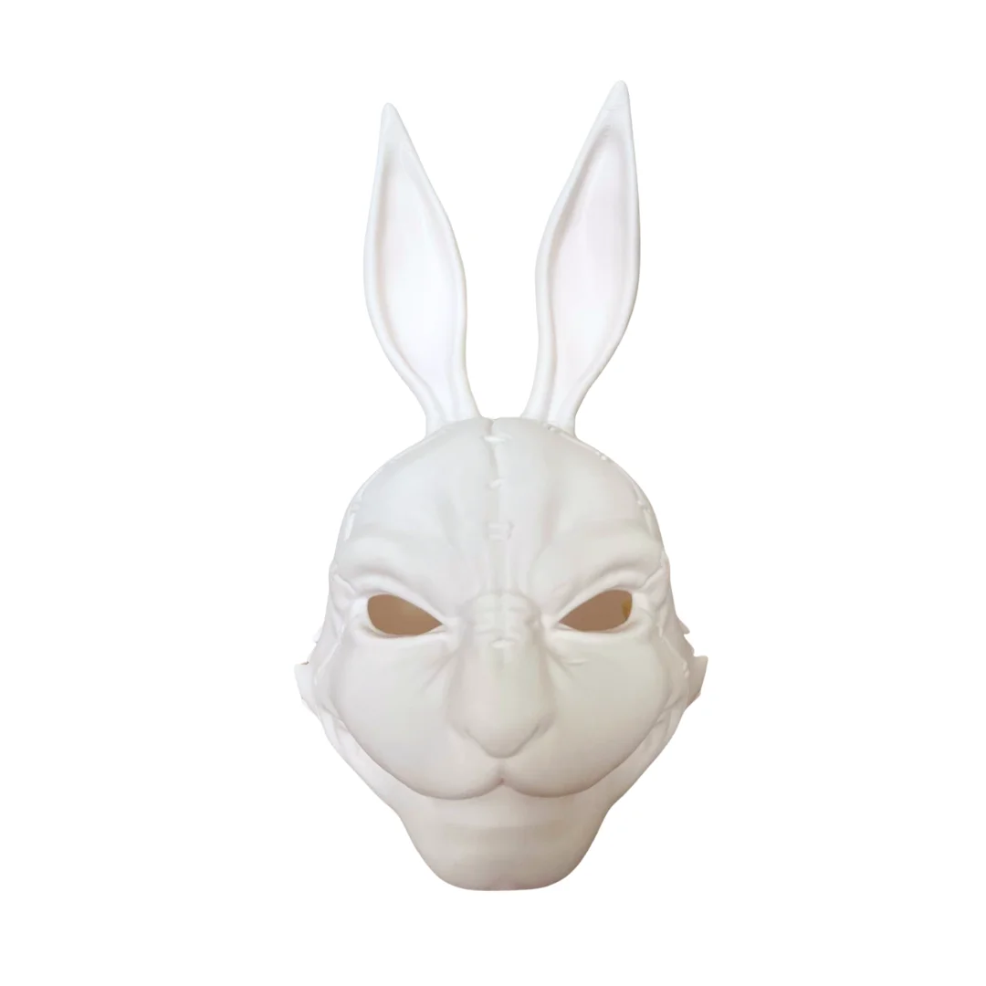 Tête du Lapin Blanc de Devil May Cry imprimée en PETG blanc, grandeur nature
