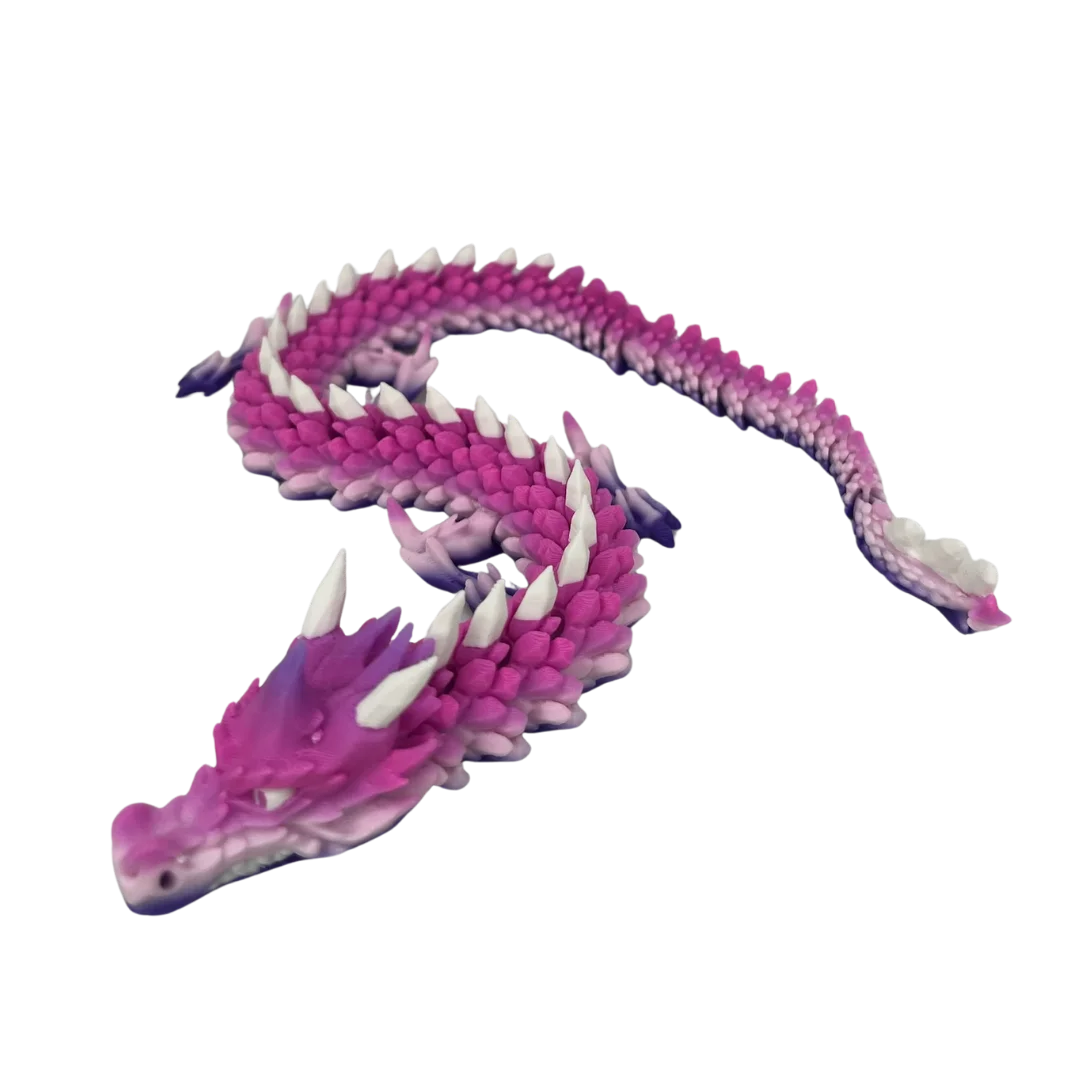 Dragón articulado impreso en PLA violeta metalizado